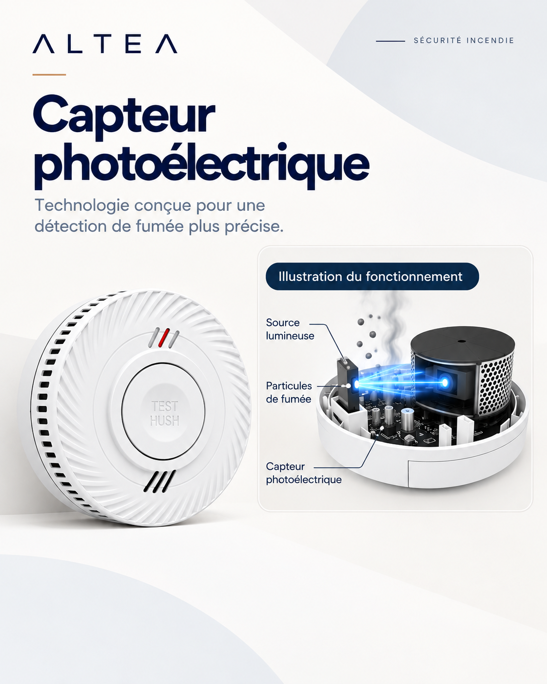 Détecteur de Fumée ALTEA™ — Alarme 85 dB