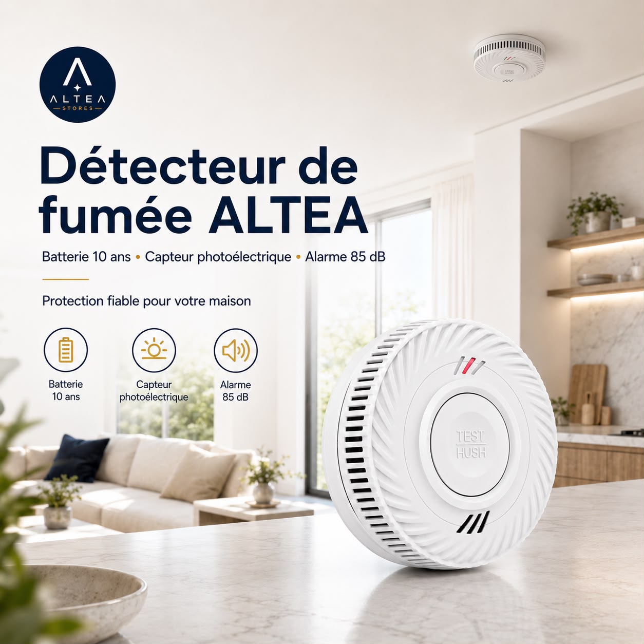 Détecteur de Fumée ALTEA™ — 10 Ans de Protection