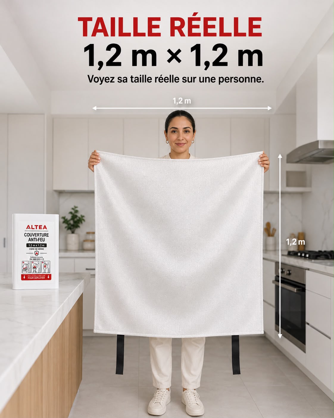 Couverture Anti-Feu Altea™ 1,2 x 1,2 m – Extinction Rapide en Fibre de Verre
