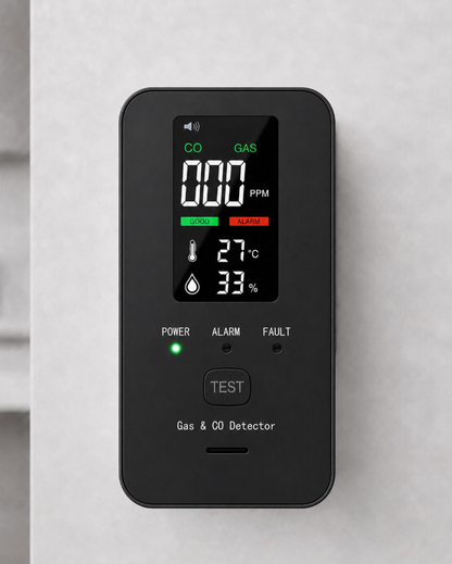 Détecteur 2-en-1 de gaz et monoxyde de carbone — Alerte sonore et écran digital