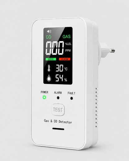 Détecteur 2-en-1 de gaz et monoxyde de carbone — Alerte sonore et écran digital