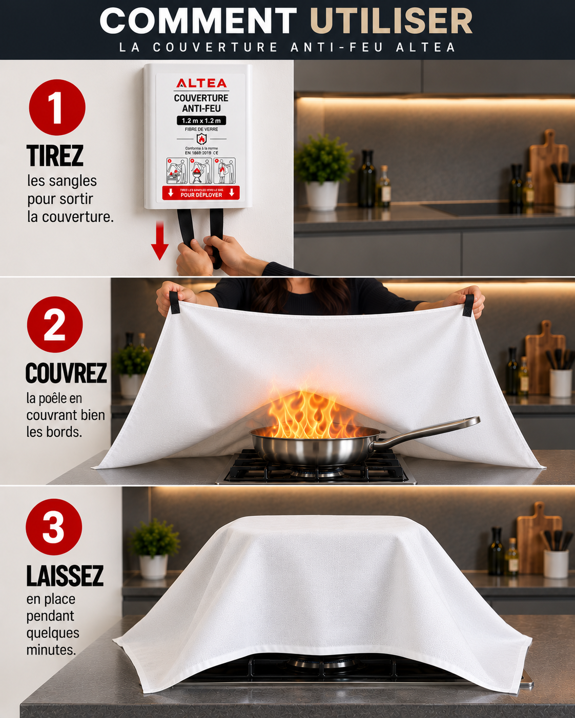 Couverture Anti-Feu ALTEA™ 1,2 × 1,2 m