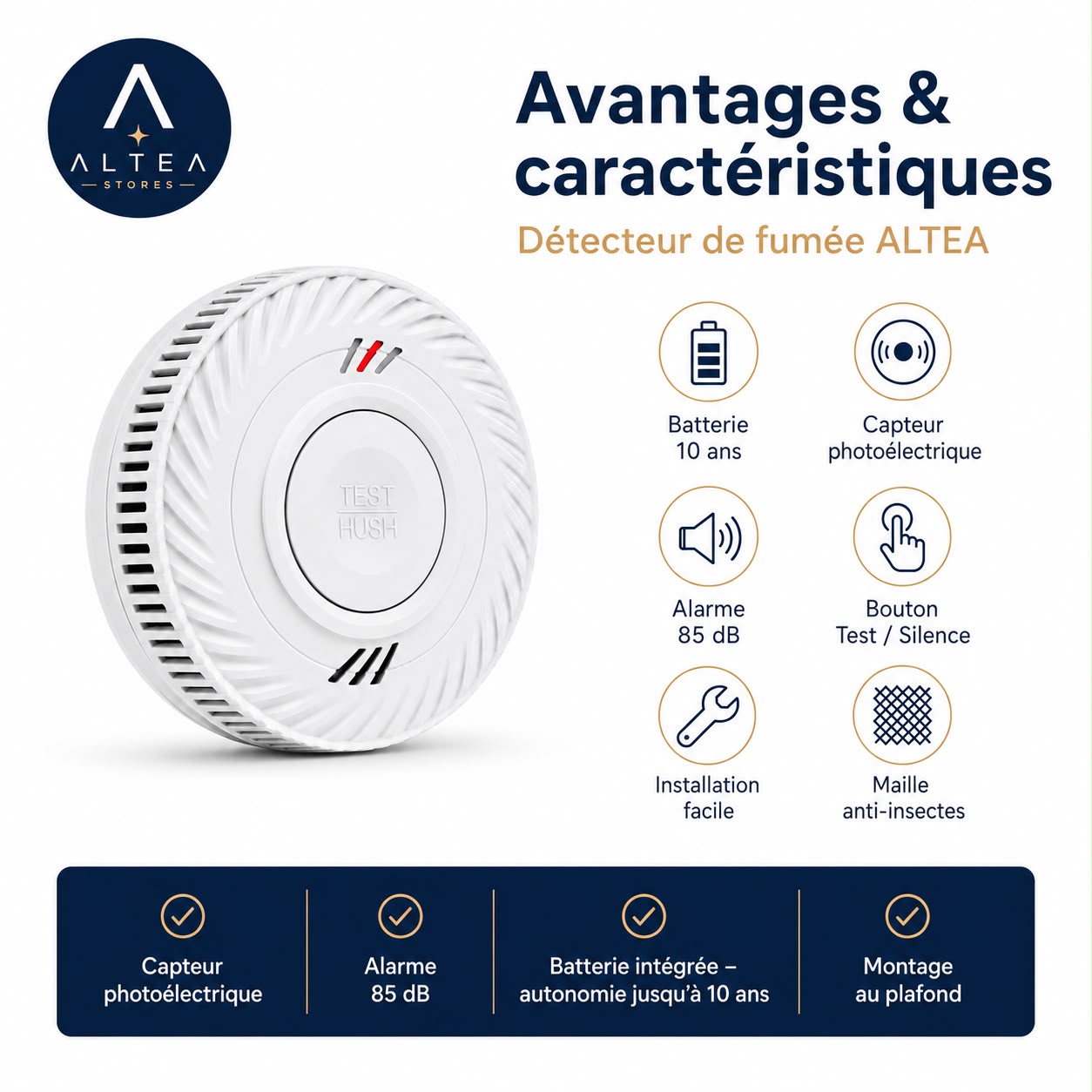 Détecteur de Fumée ALTEA™ — 10 Ans de Protection