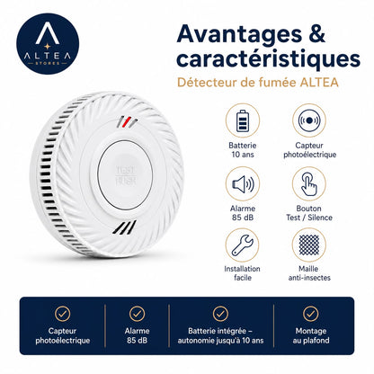 Détecteur de Fumée ALTEA™ — 10 Ans de Protection