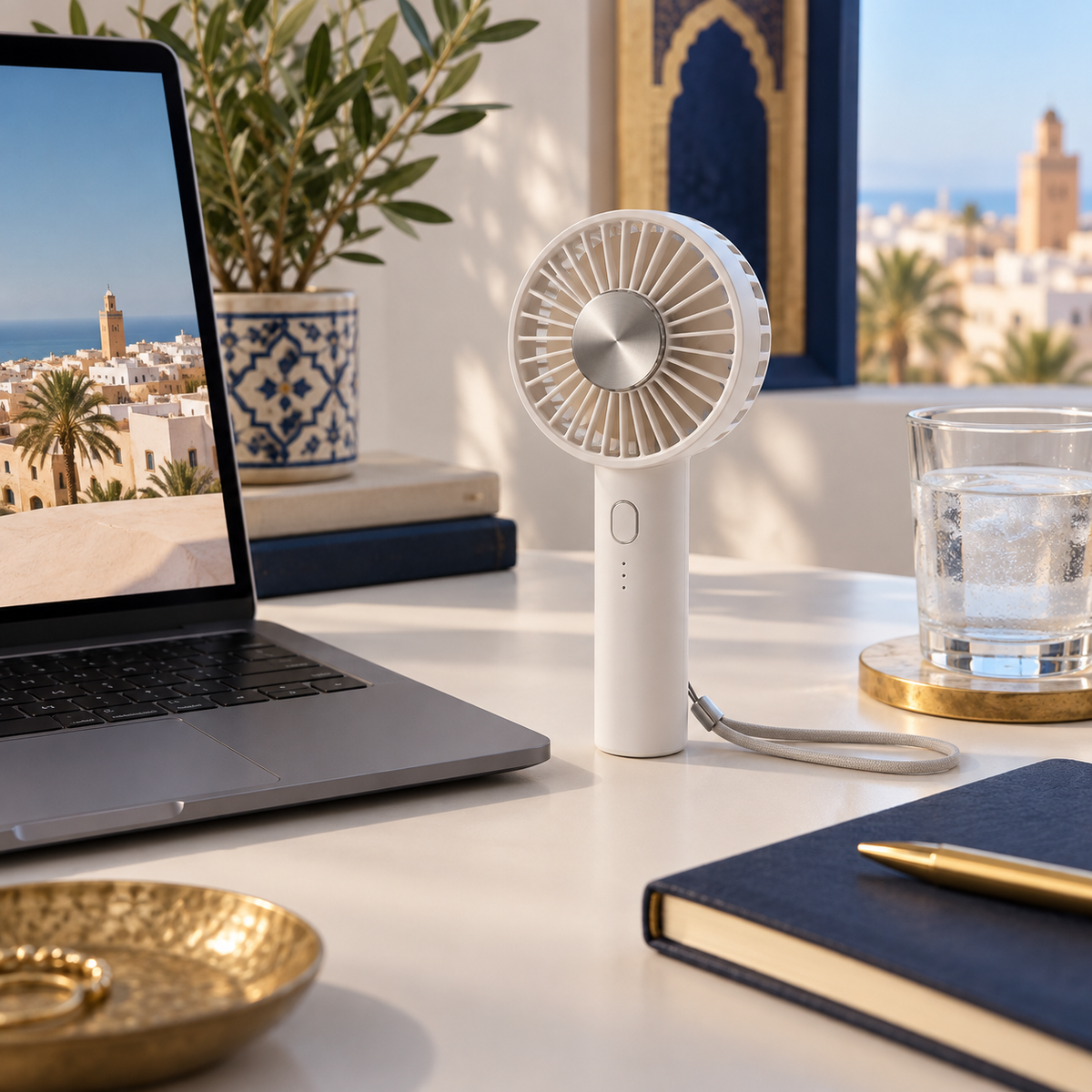 Mini ventilateur portable ALTEA Breeze™ sur un bureau