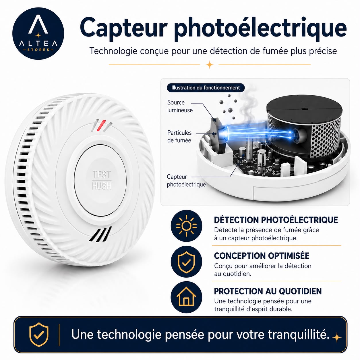 Détecteur de Fumée ALTEA™ — 10 Ans de Protection